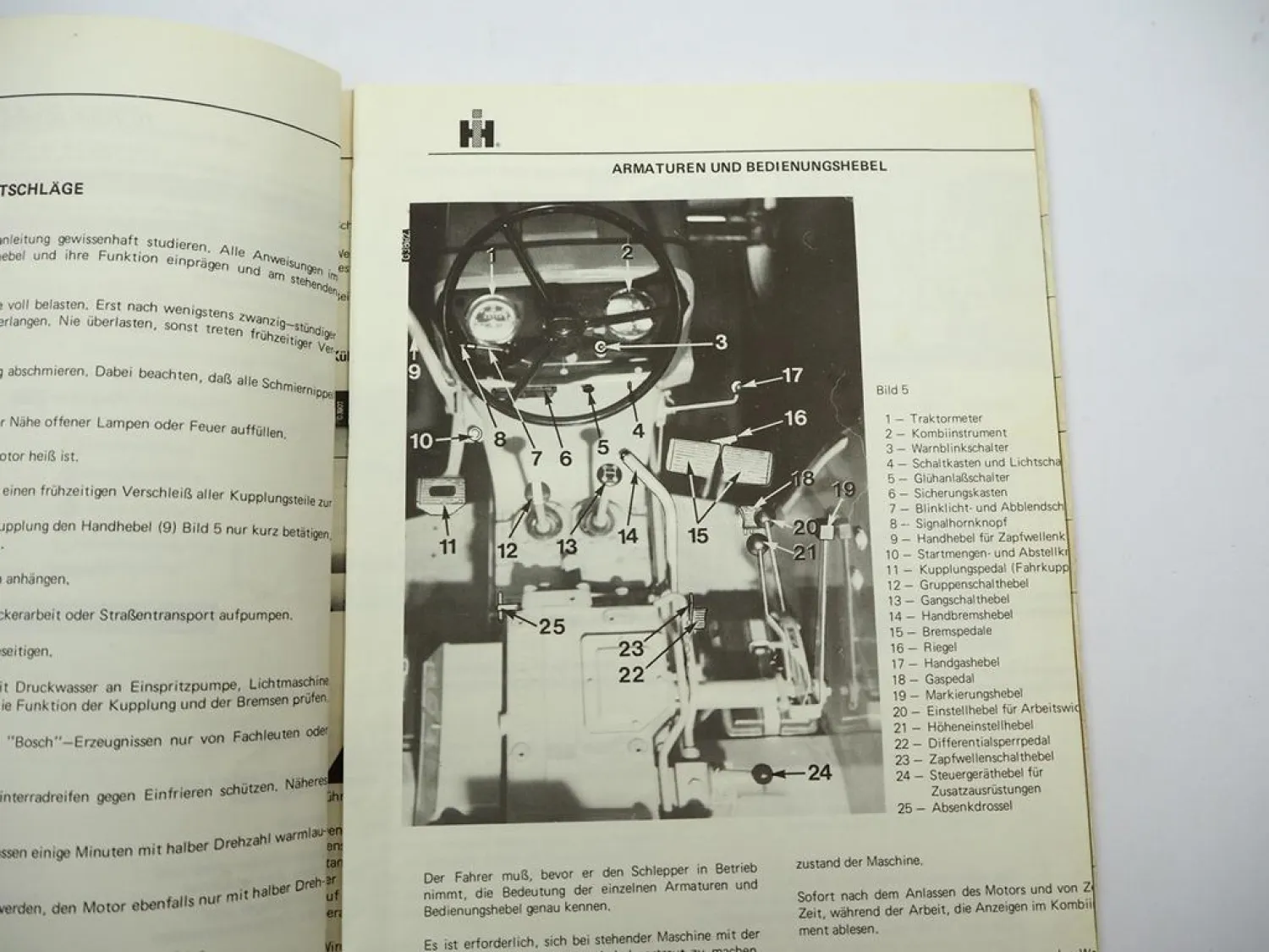 Orig. IHC Mc Cormick 553 654 724 824 Bedienungsanleitung Betriebsanleitung 1972