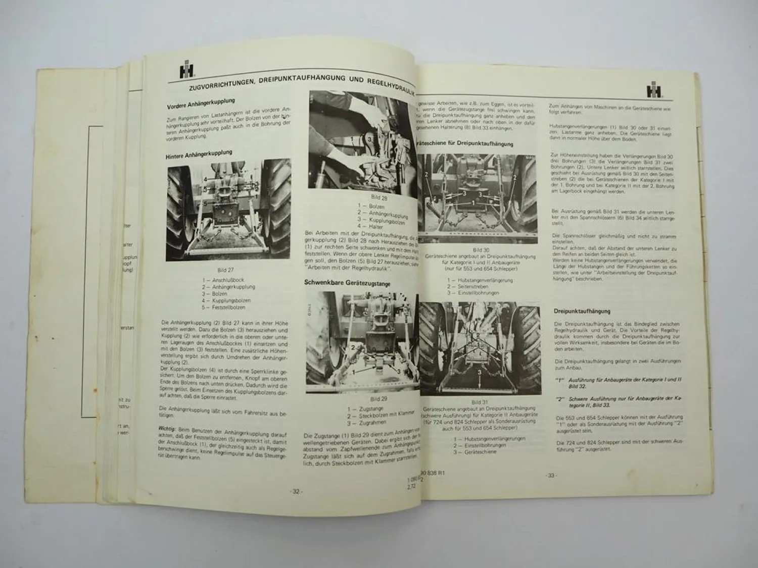 Orig. IHC Mc Cormick 553 654 724 824 Bedienungsanleitung Betriebsanleitung 1972