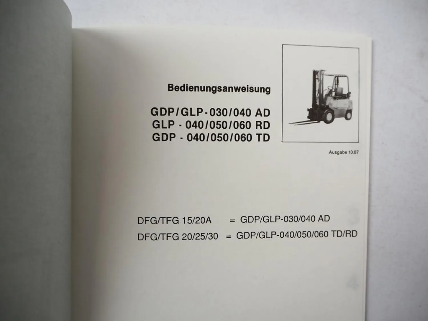 Orig. Jungheinrich DFG TFG 15 20A 20 25 30 Gabelstapler Betriebsanleitung 1987
