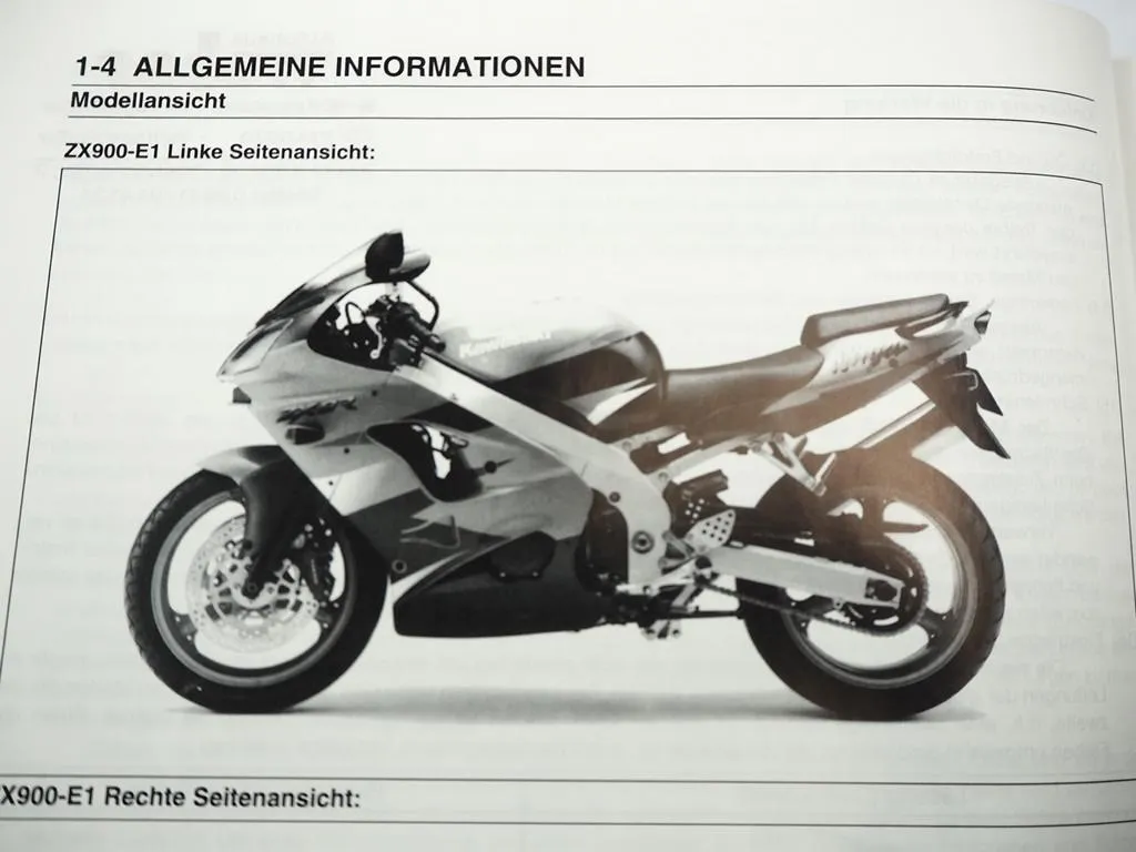 orig Kawasaki Ninja ZX-9R ZX900 E1 Werkstatthandbuch Reparaturanleitung 1999