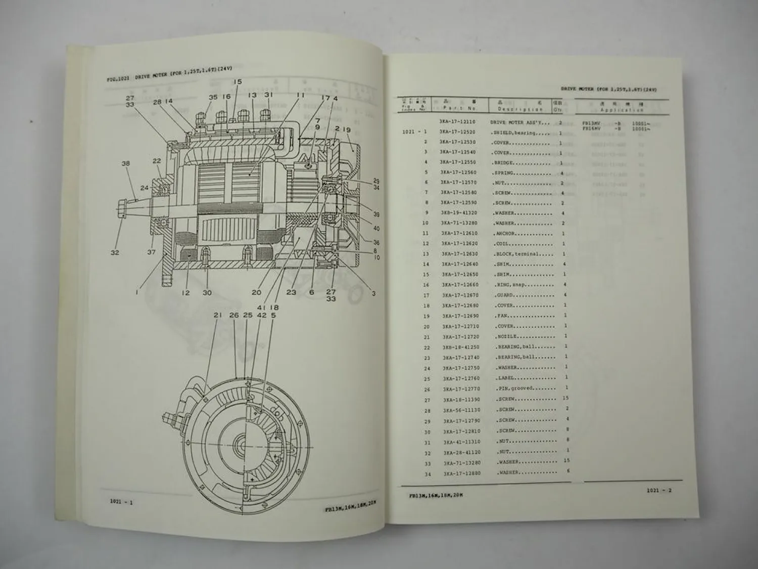 Orig. Komatsu FB 13 16 18 20 MV M -1E Forklift Parts List Ersatzteilliste 1993