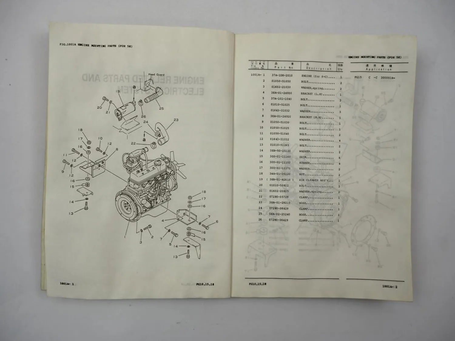 Orig. Komatsu FG FD 10 15 18 H S -15 Forklift Parts List Ersatzteilliste 1991