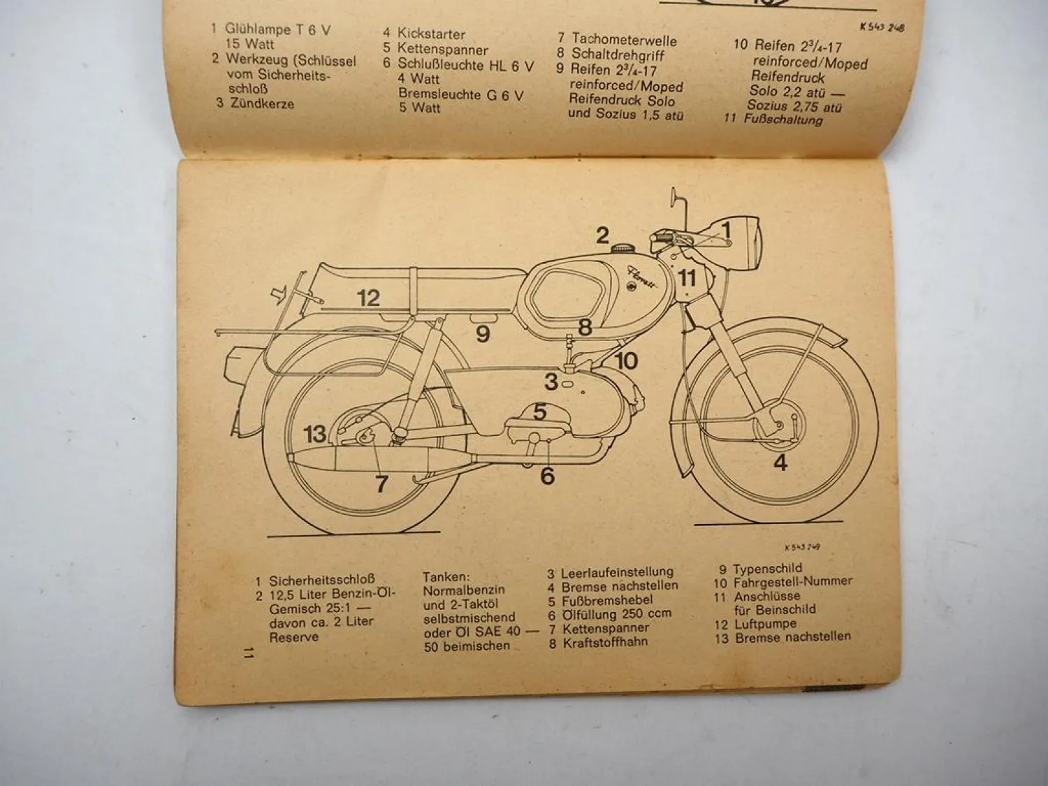 Orig. Kreidler Florett Mokick K54/32D Betriebsanleitung Bedienung Wartung 1972
