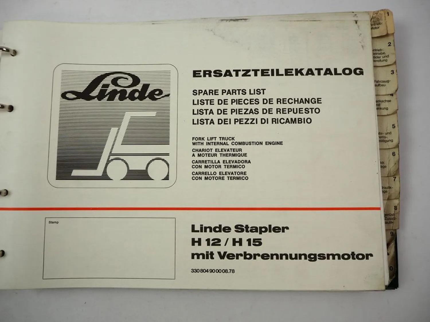 Orig Linde H12D H15D Diesel Typ 330 Betriebsanleitung & Ersatzteilliste 1978/84