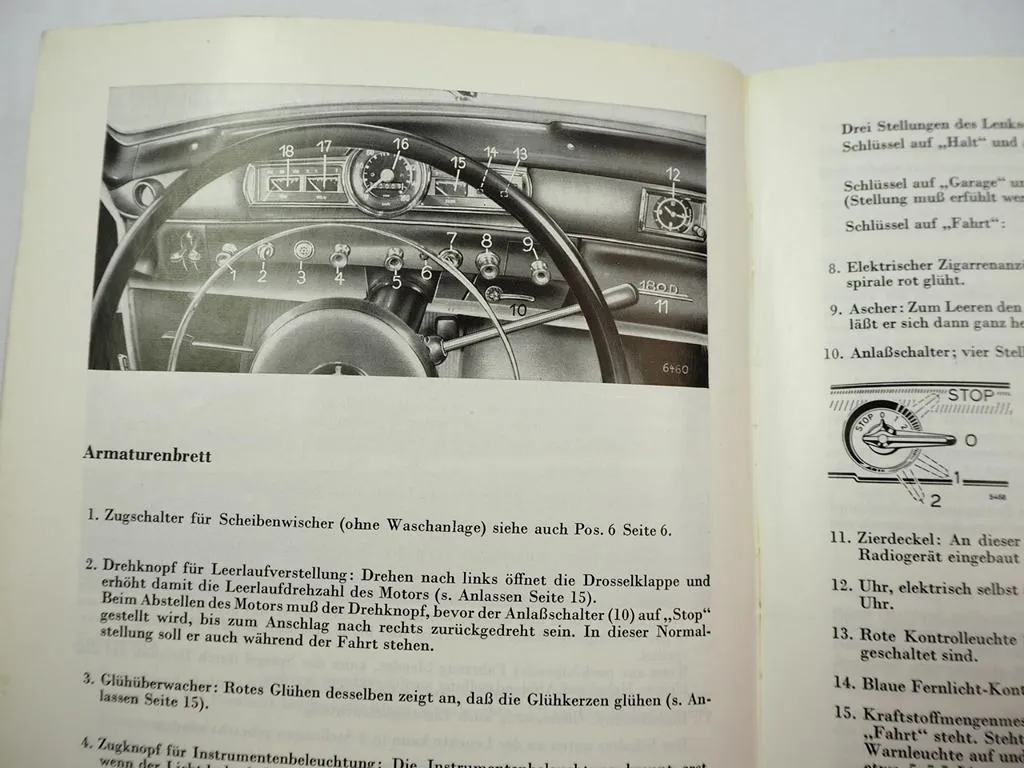 orig Mercedes Benz 180 Db W120 Betriebsanleitung Bedienungsanleitung 1959