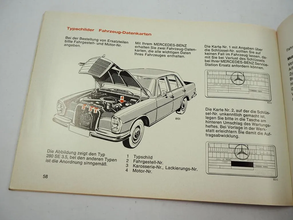 orig Mercedes Benz 280 S SE / SE 3.5 SEL 3.5 W108 Betriebsanleitung 1971
