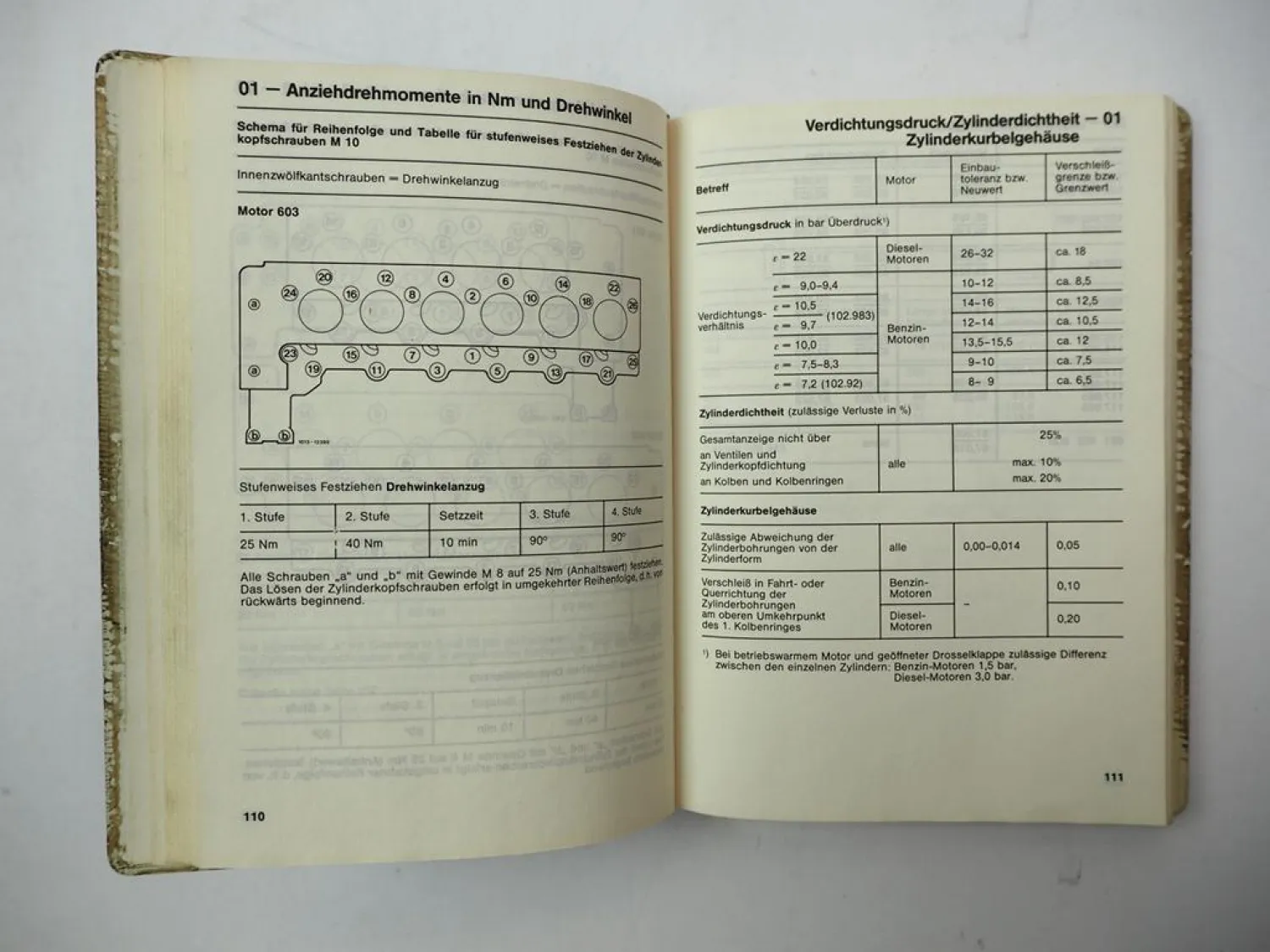 Orig. Mercedes Benz R107 W124 W126 W201 Tabellenbuch ab 1985 190E 2.6 - 560SL