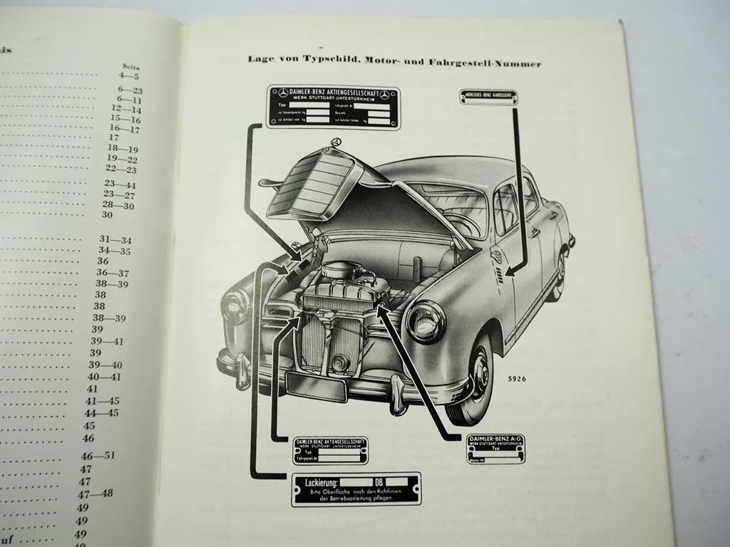orig Mercedes Benz Typ 190 W121 Ponton Betriebsanleitung Wartung 1958 Ausgabe C