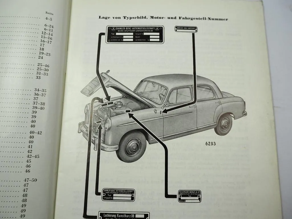 orig Mercedes Benz Typ 190D Ponton W121 Betriebsanleitung Bedienung Wartung 1959