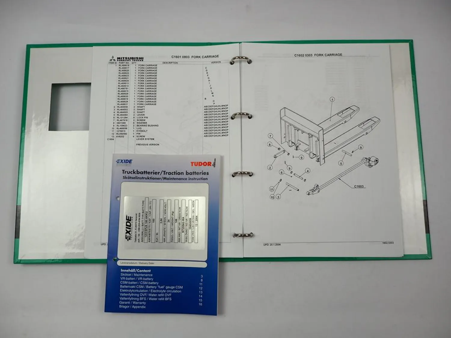 Orig. Mitsubishi PBP16M Forklift Parts List Hubstapler Battery Maintenance 2004
