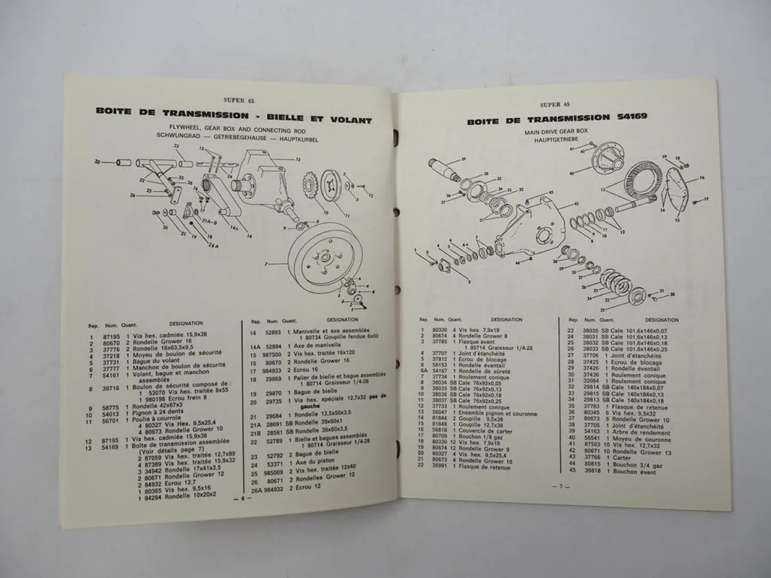Orig. New Holland Super 65 Ramasseuse Presse Catalogue pieces de rechange 1970