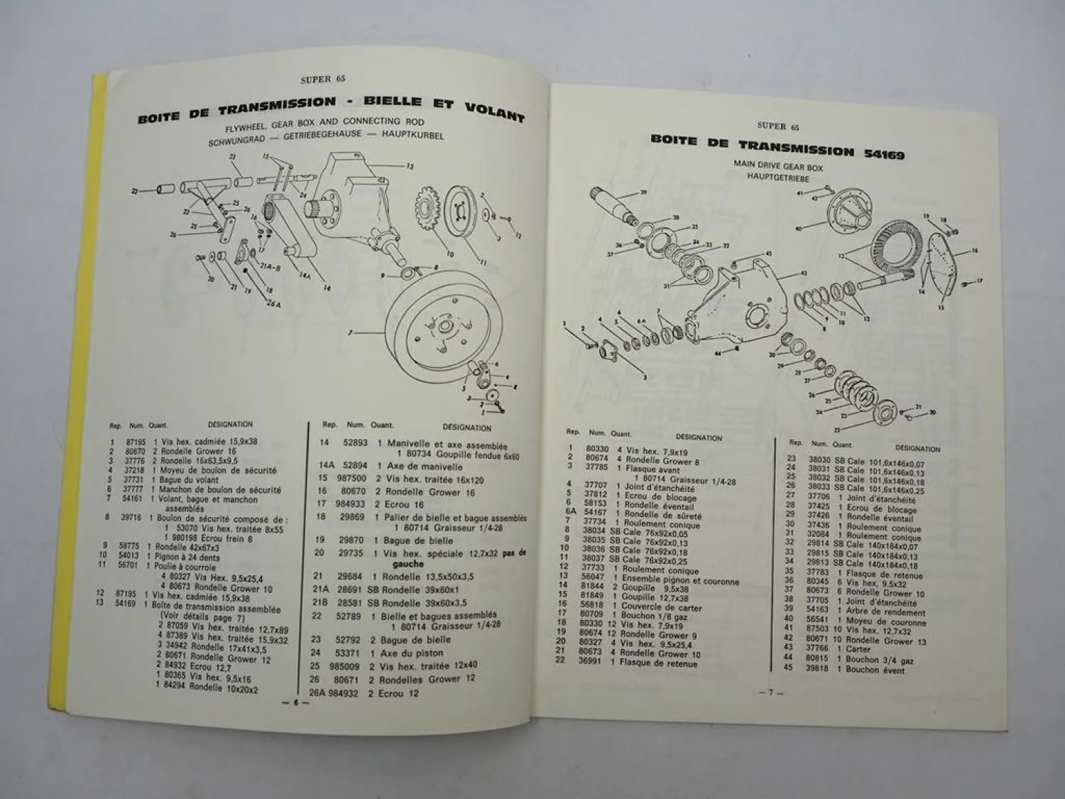 Orig. New Holland Super 65 Ramasseuse Presse Catalogue pieces de rechange 1973