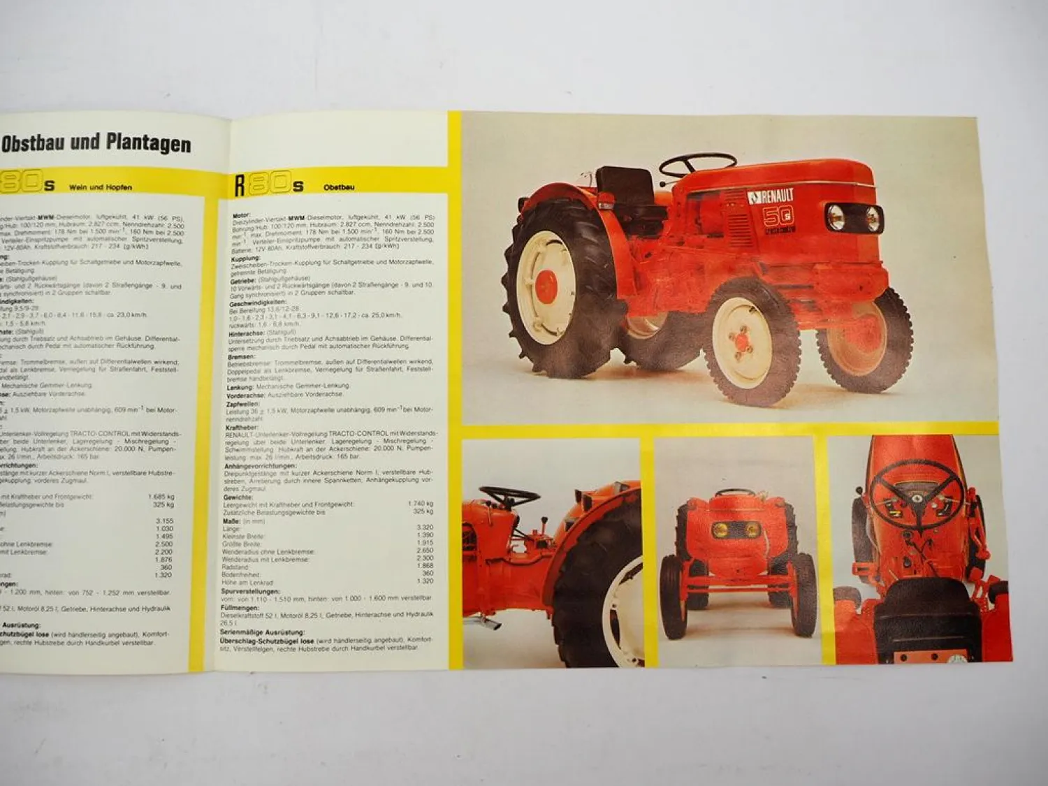 Orig. Prospekt Renault R 50 60 80 S Schmalspur Traktor Plantagen Obst Wein 1977