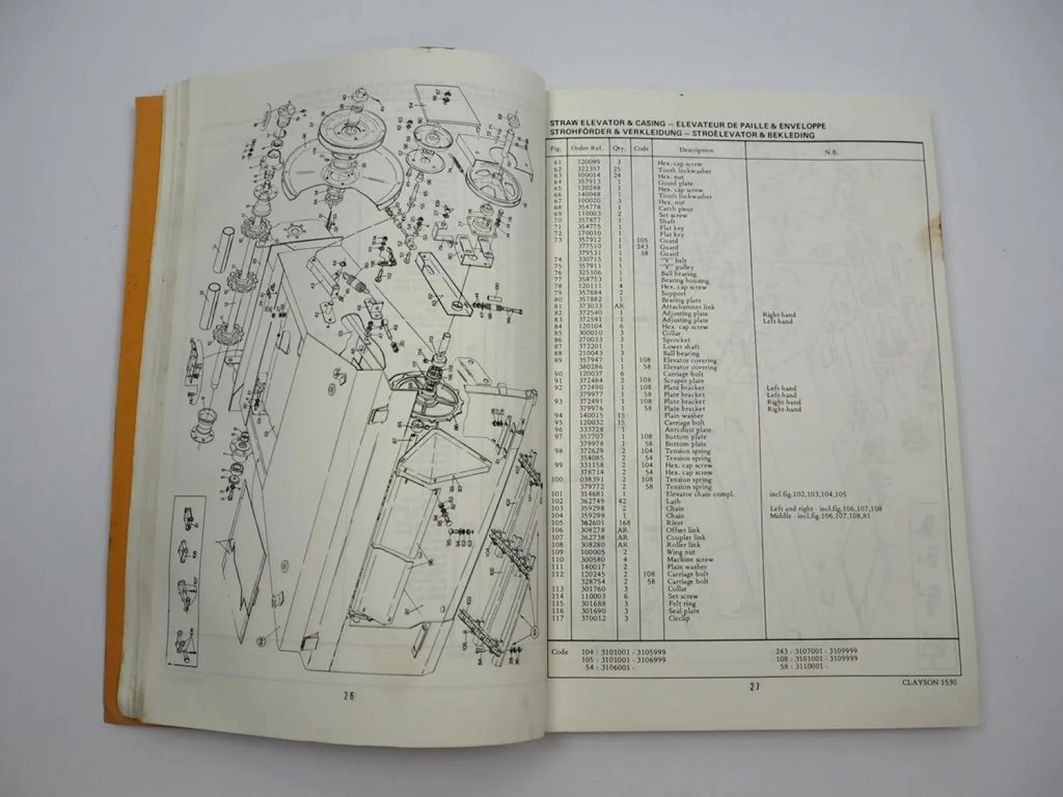 Orig. Sperry New Holland Clayson 1530 Combine Parts List Ersatzteilliste 1975