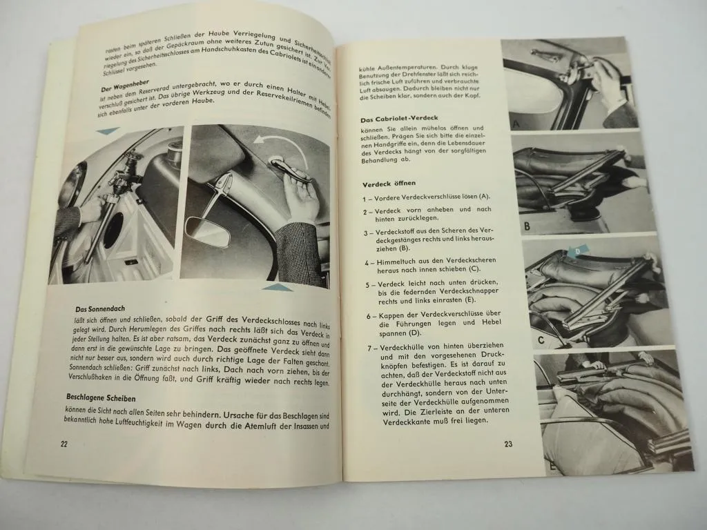 orig VW Käfer 30 PS Limousine Cabriolet Cabrio Betriebsanleitung August 1959