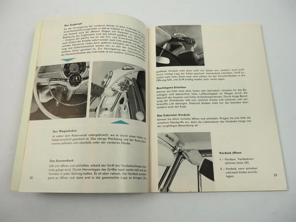 orig VW Käfer Limousine Cabriolet Cabrio Betriebsanleitung August 1961