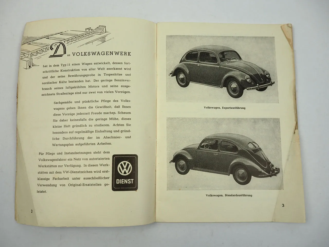 orig VW Käfer Typ 11 11a Betriebsanleitung 1950 Brezelkäfer