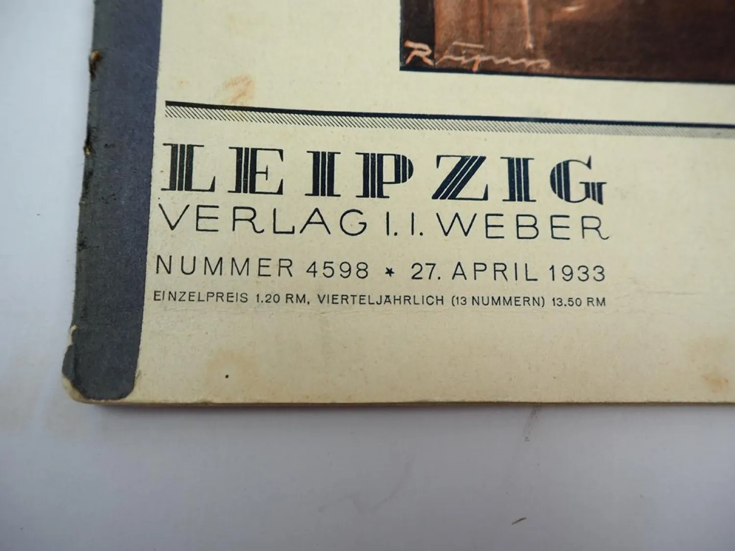 Orig. Zeitschrift Illustrierte Zeitung Leipzig Verl. Weber Reisenummer 4598 1933