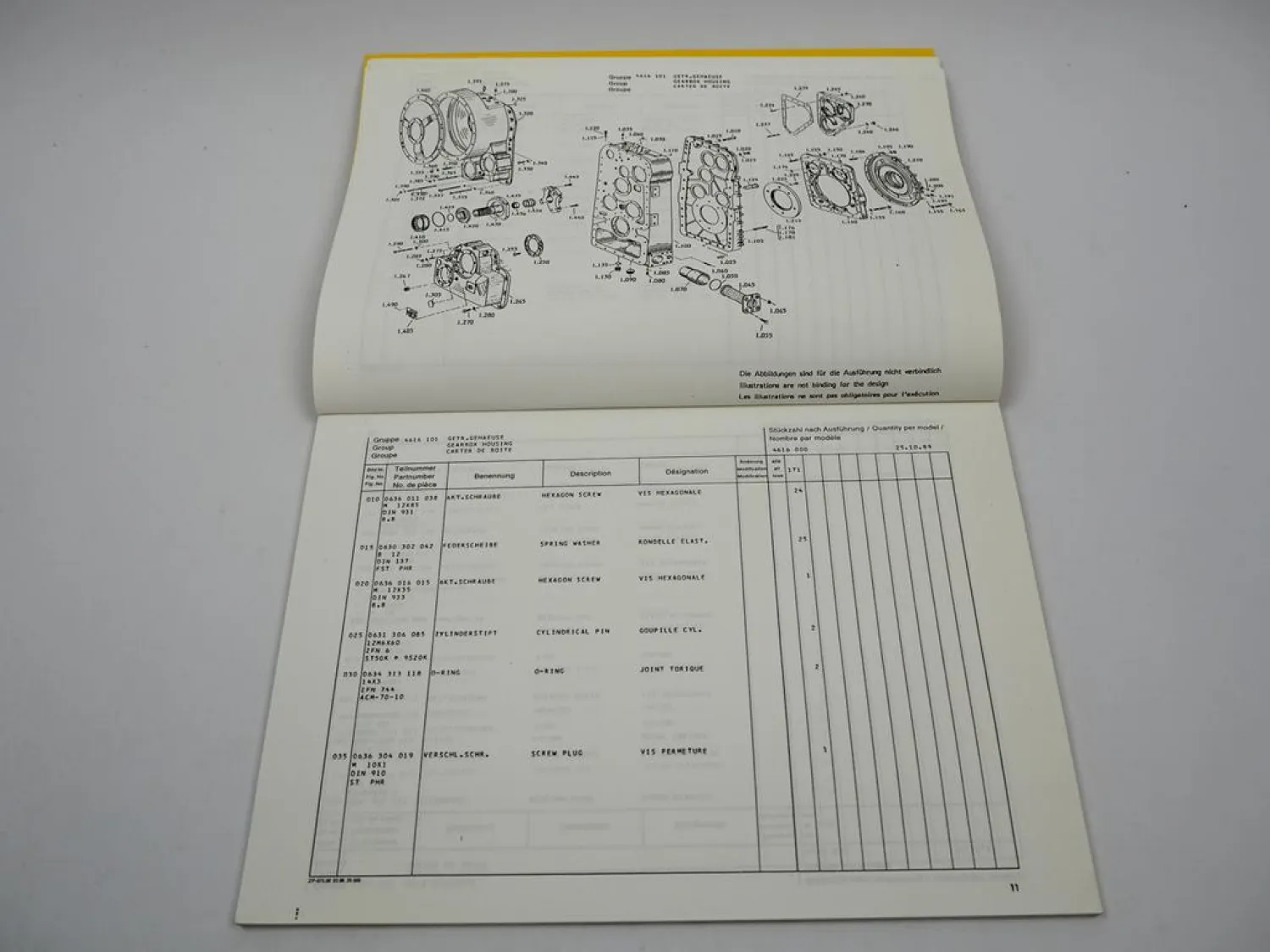Orig ZF 4 WG-65 II Hydromedia Getriebe Ersatzteilliste Schopf Parts List 10/1989