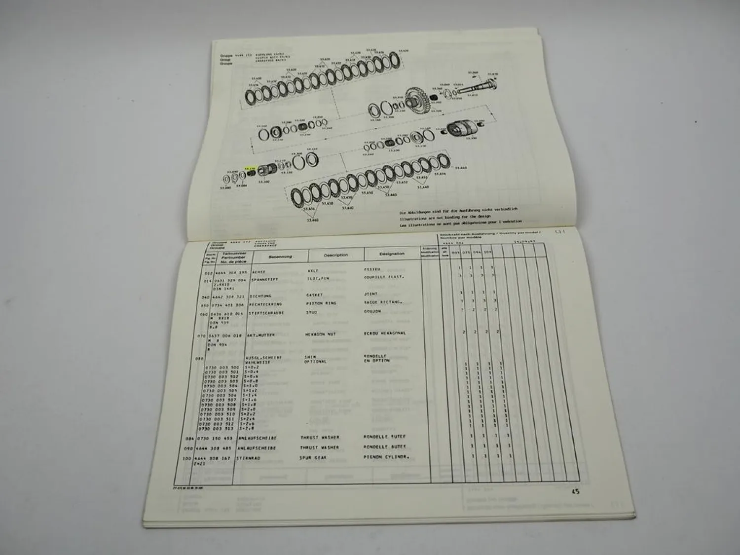 Orig ZF 4WG-180 Hydromedia Getriebe Ersatzteilliste Zettelmeyer Parts List 09/87