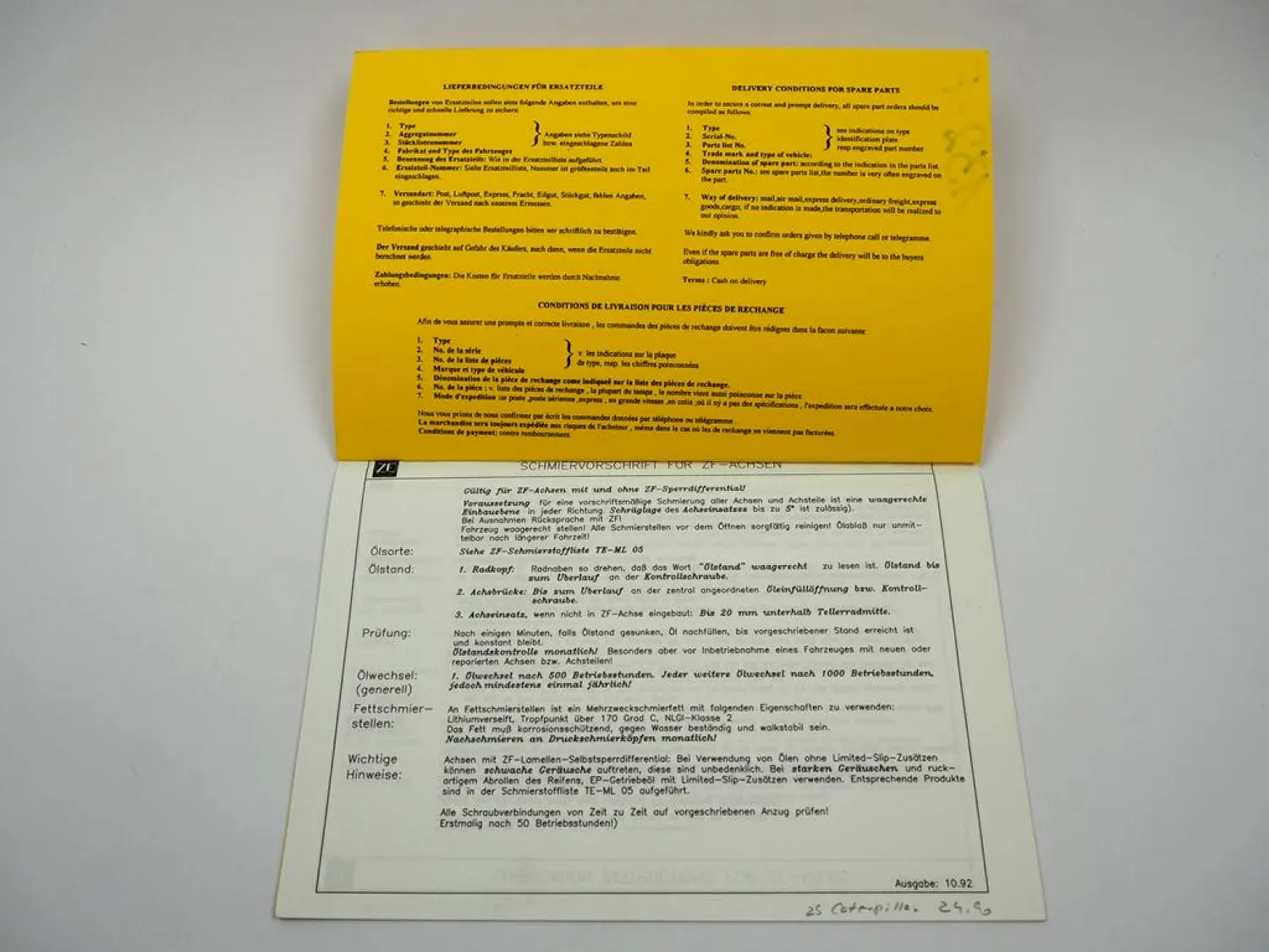 Orig ZF APL-345 Planetenlenkachse Ersatzteilliste Caterpillar Parts List 01/1986