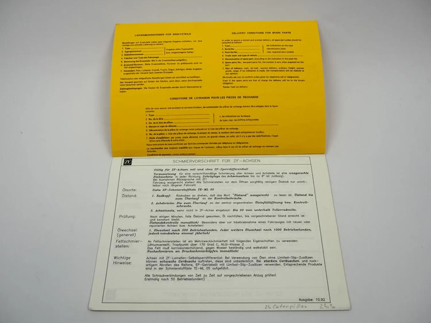 Orig ZF APL-345 Planetenlenkachse Ersatzteilliste Caterpillar Parts List 11/1984