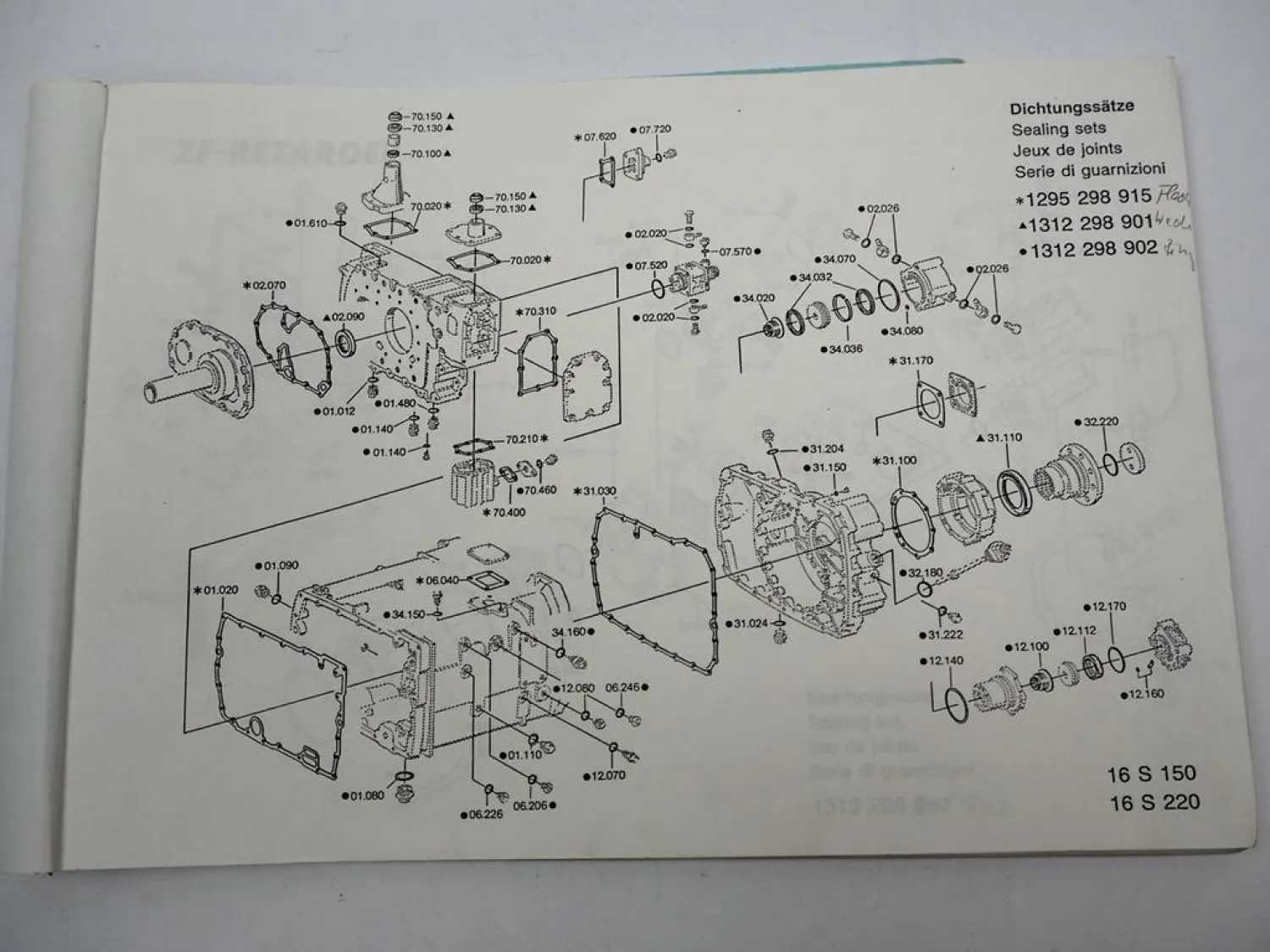 Orig. ZF Ecosplit 16 S 150 Getriebe Ersatzteilliste MAN Spare Parts List 01/91