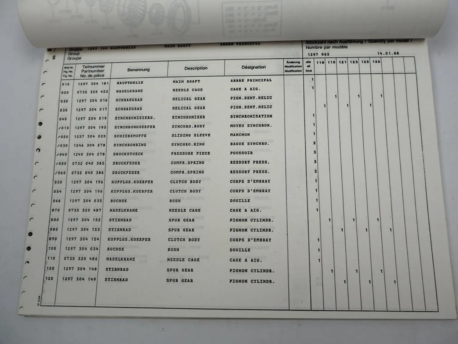 Orig. ZF Ecosplit 16 S 160 Getriebe Ersatzteilliste Daimler Benz Parts List 1/88