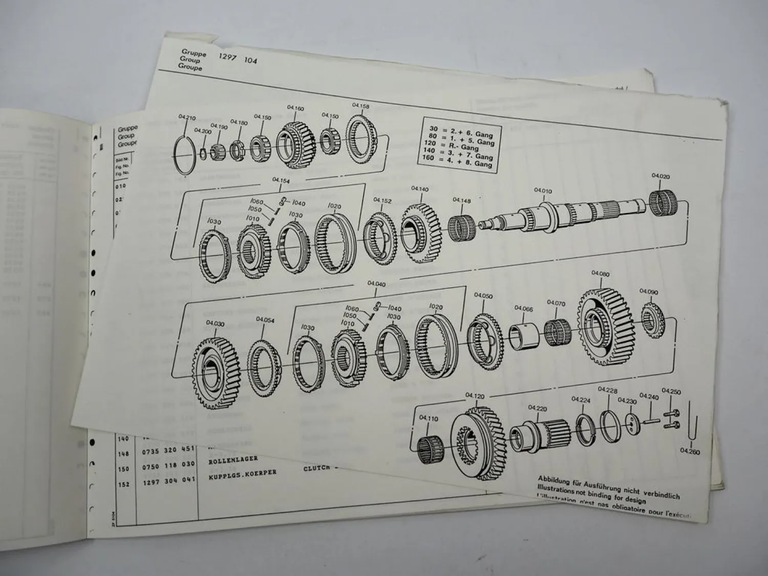 Orig. ZF Ecosplit 16 S 160 Getriebe Ersatzteilliste Daimler Benz Parts List 4/87