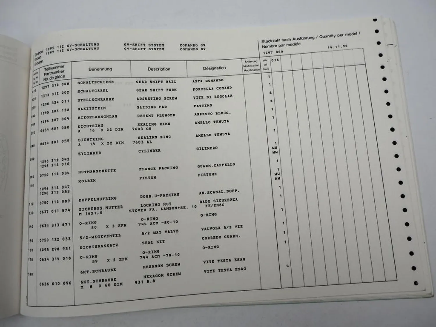 Orig. ZF Ecosplit 16 S 190/1 Getriebe Ersatzteilliste IVECO Parts List 11/1990