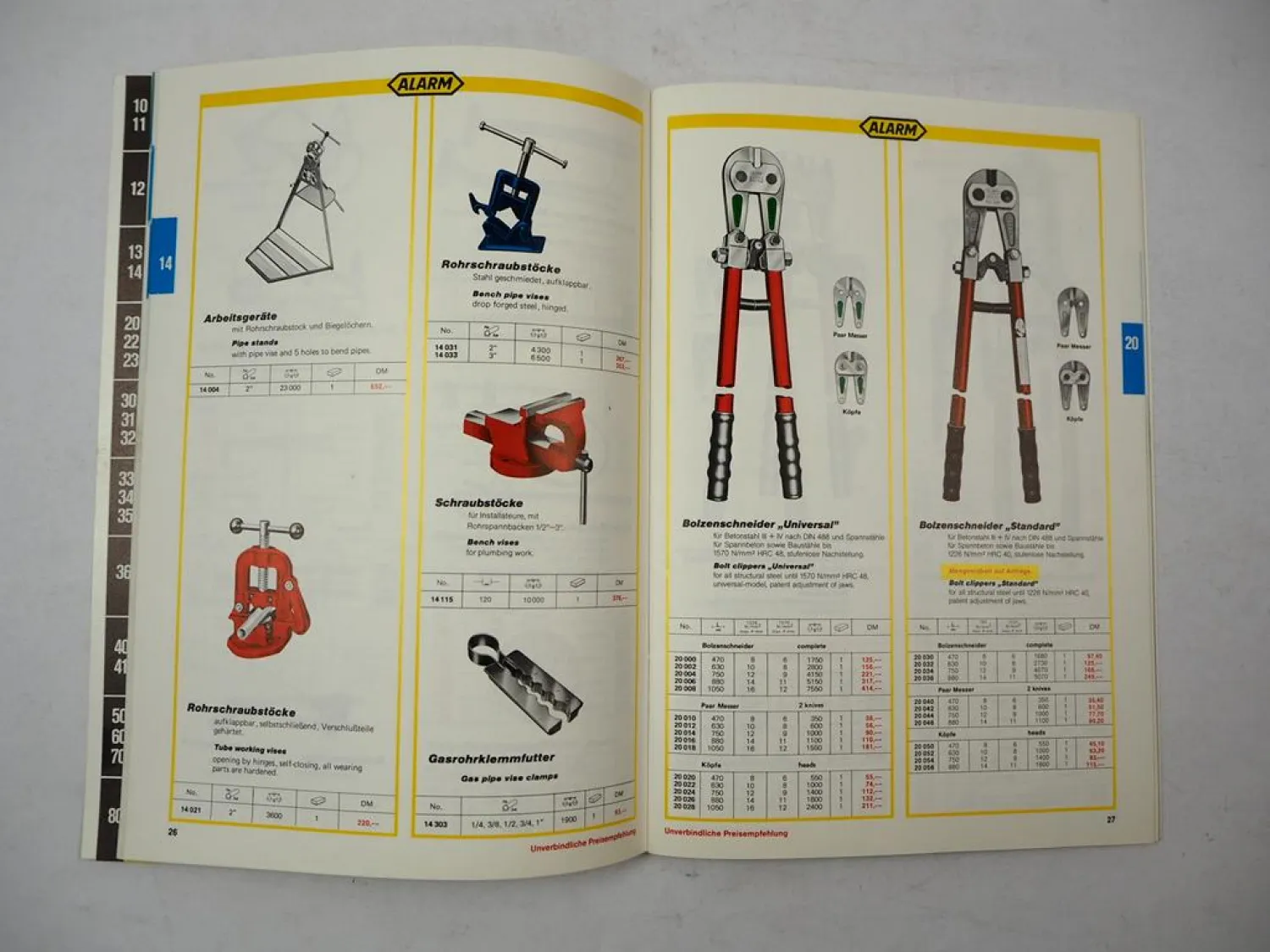 Original Alarm Werkzeuge Verkaufskatalog 1989 Installation Schlosser Elektrik