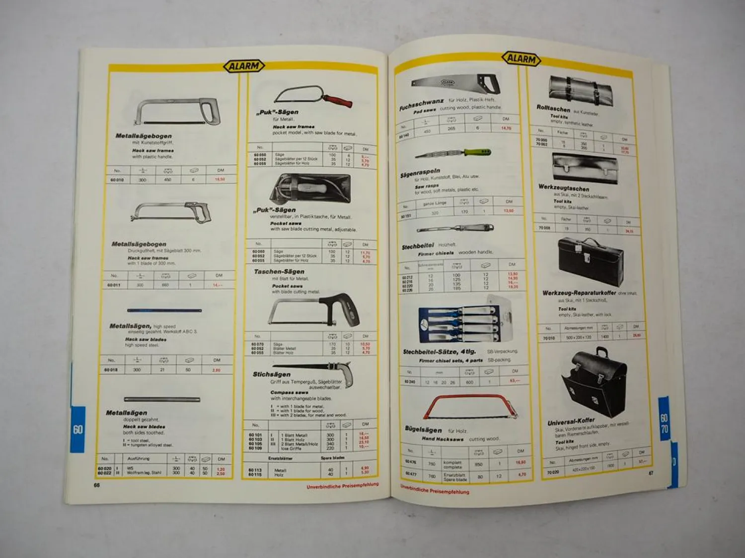 Original Alarm Werkzeuge Verkaufskatalog 1989 Installation Schlosser Elektrik