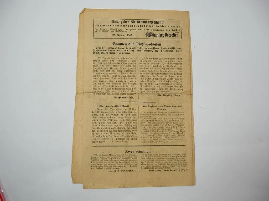 Original Alliierten Flugblatt Wolkiger Beobachter Luftpost Ausgabe England USA