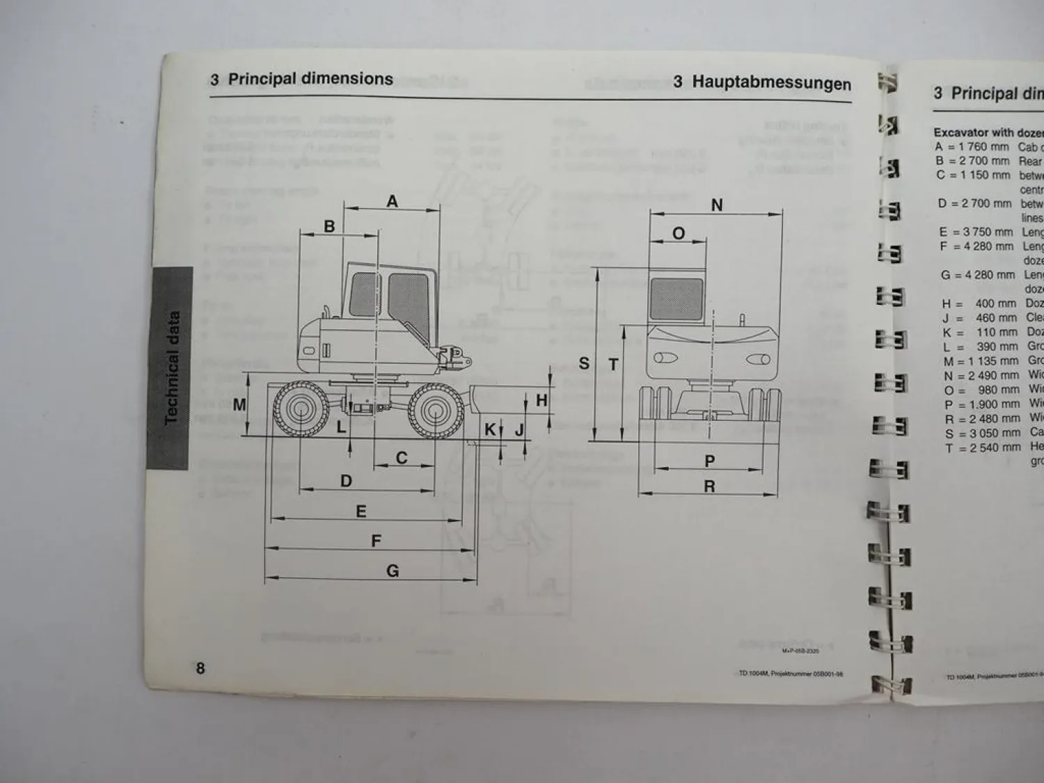 Original Atlas 1004 Serie 304 Mobilbagger Technische Daten 1999