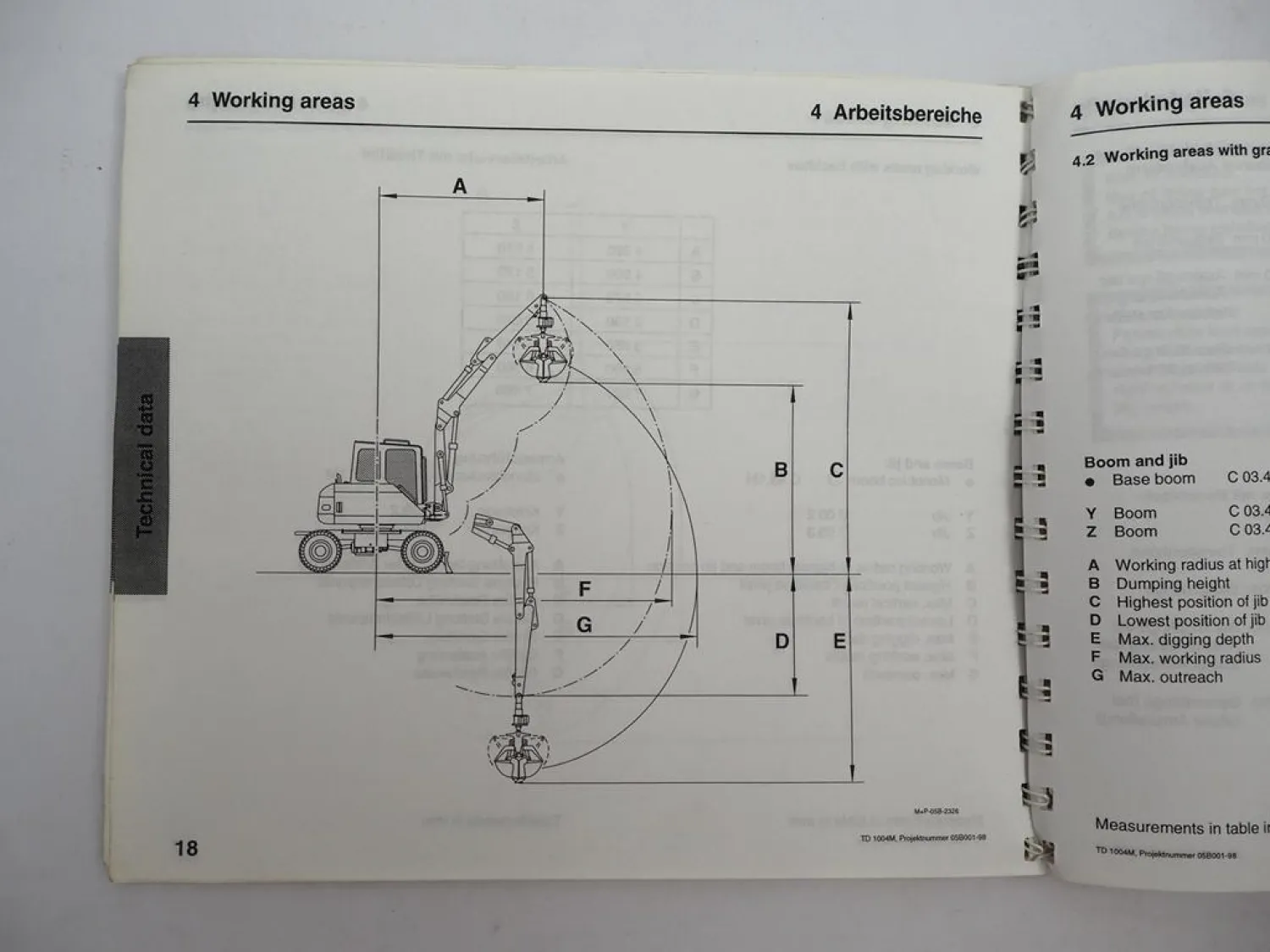Original Atlas 1004 Serie 304 Mobilbagger Technische Daten 1999