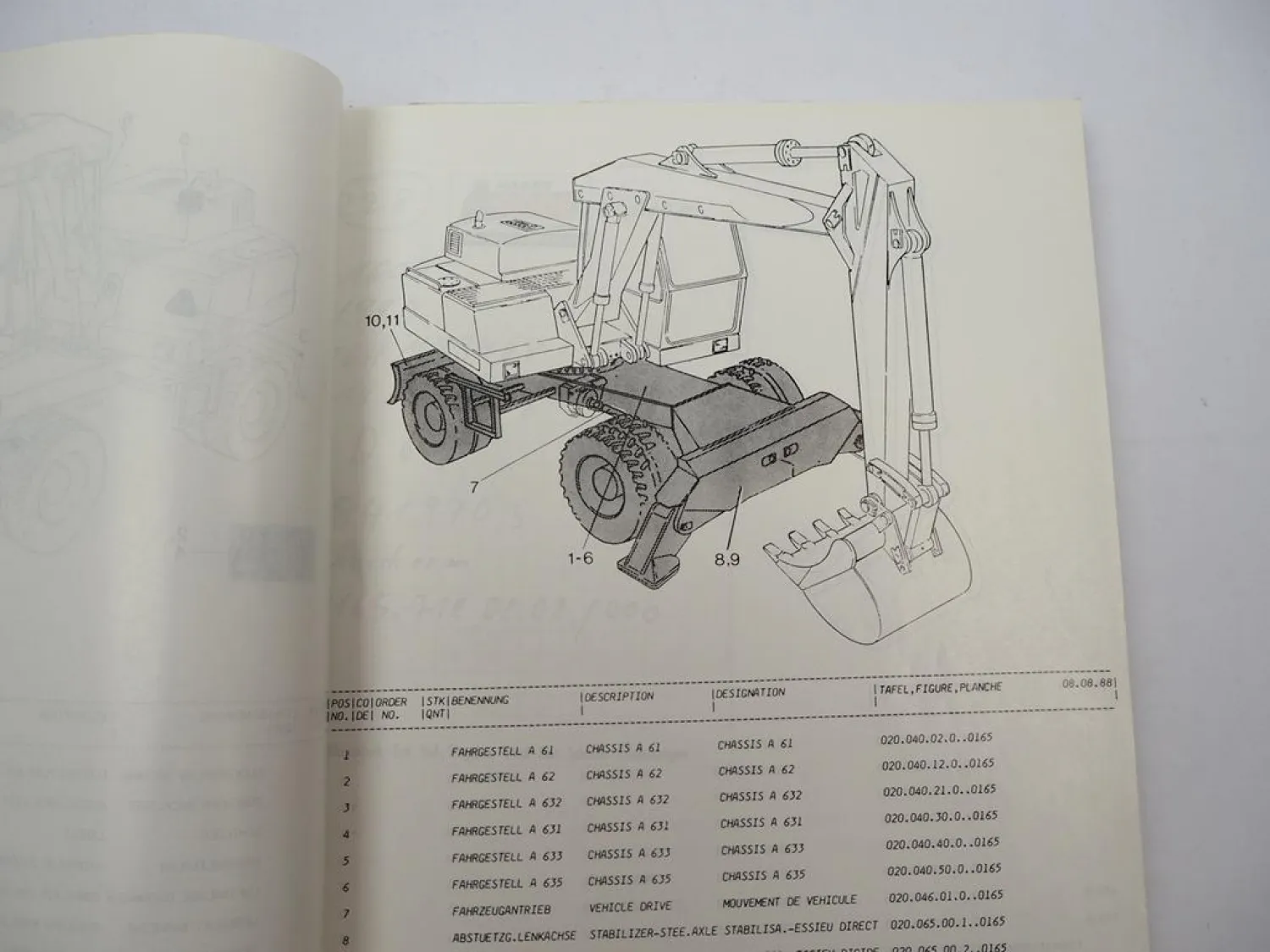 Original Atlas 1604M Bagger Ersatzteilliste Parts List Schaltplan 1988