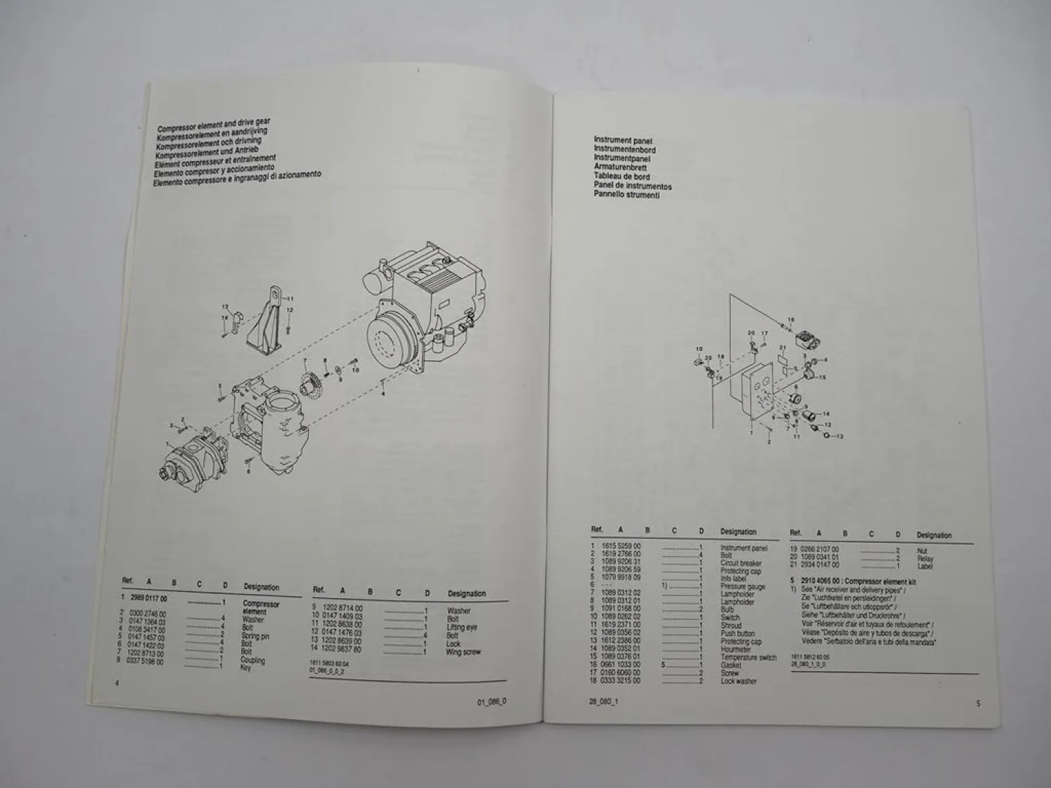 Original Atlas Copco XAS 55 65 75 Dd Kompressor Ersatzteilliste Parts List 1995