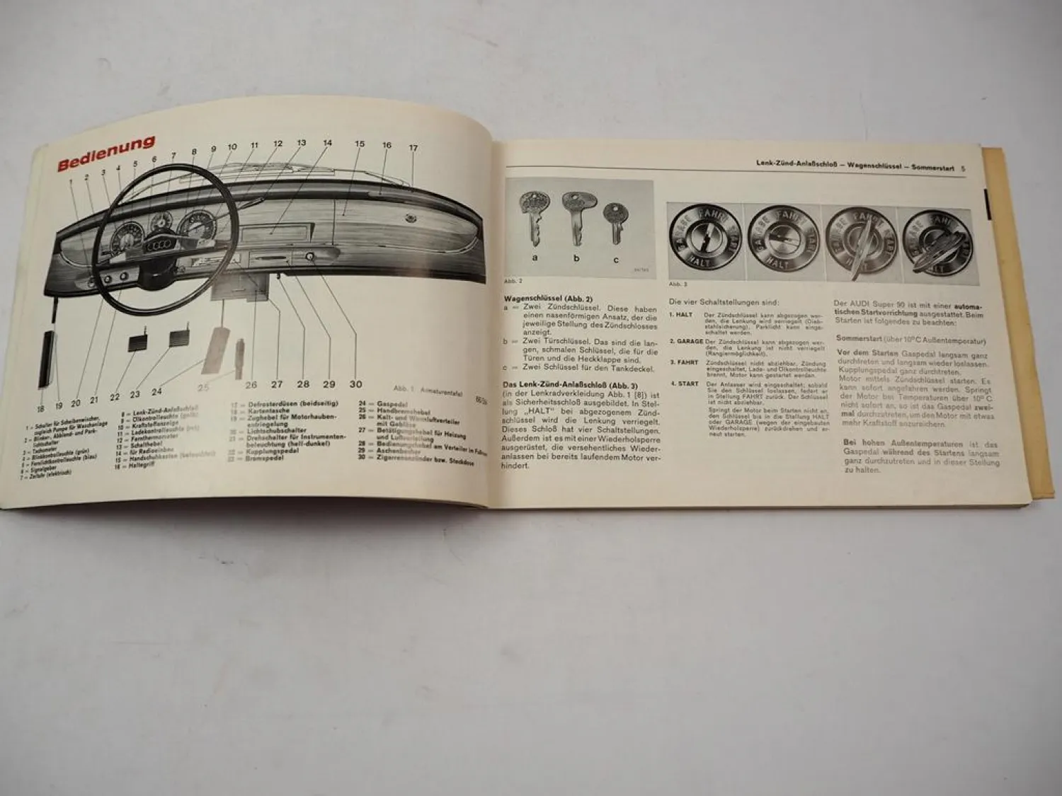 Original Audi Super 90 F103 Betriebsanleitung 1/1968 Bedienung & Wartung