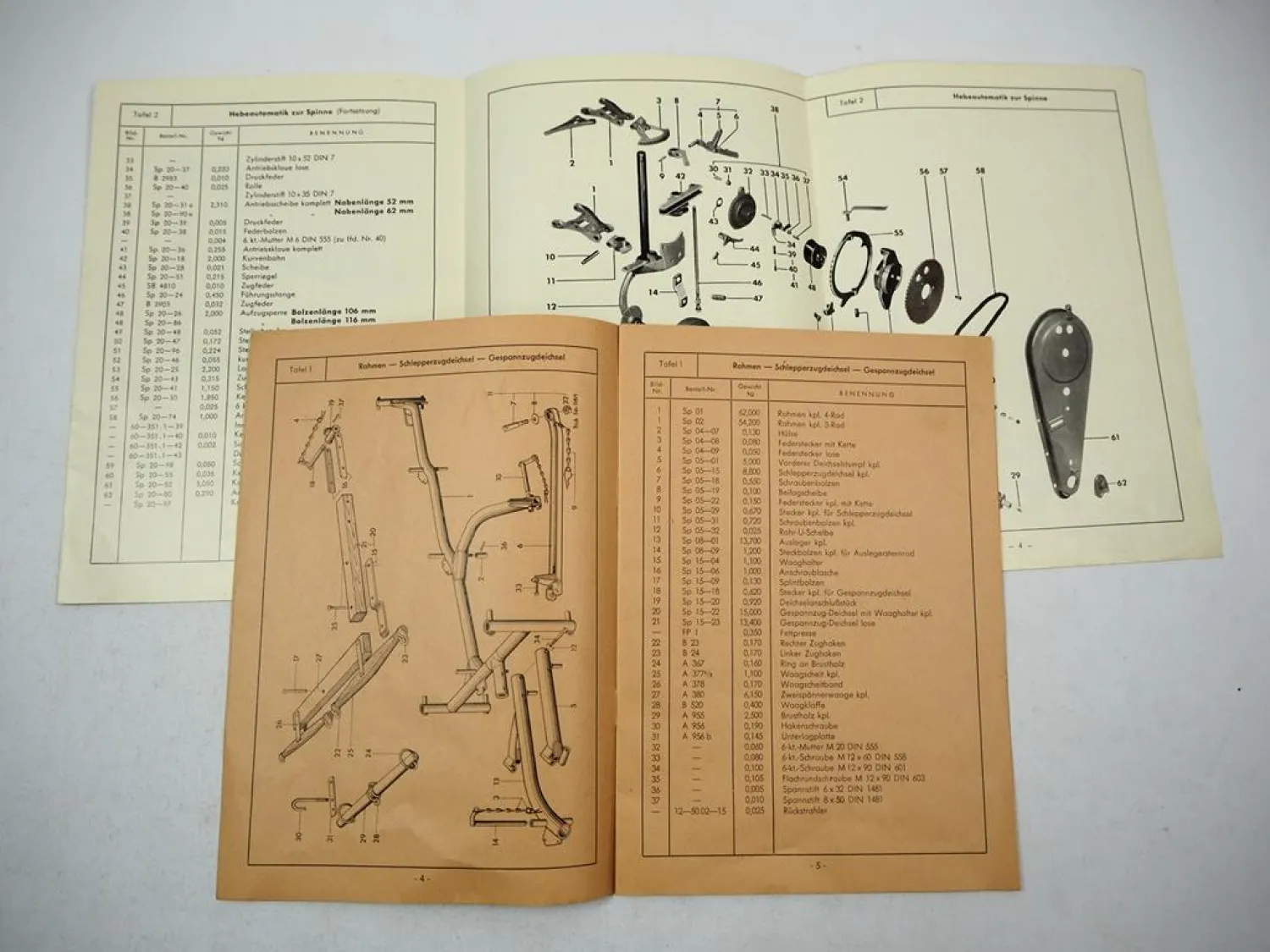 Original Bautz BS3 BS4 Spinne Heuwender Hebeautomatik Ersatzteilliste 1959