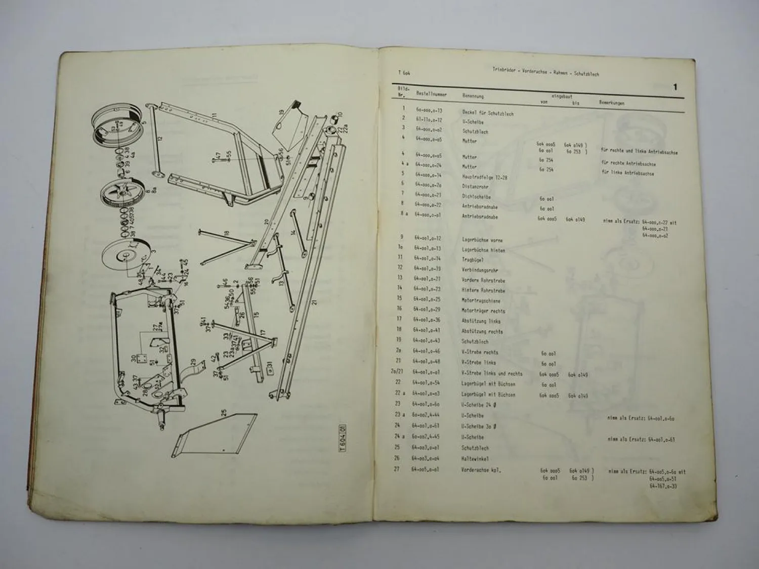 Original Bautz Commodore T604 Mähdrescher Ersatzteilliste Ersatzteilkatalog 1965