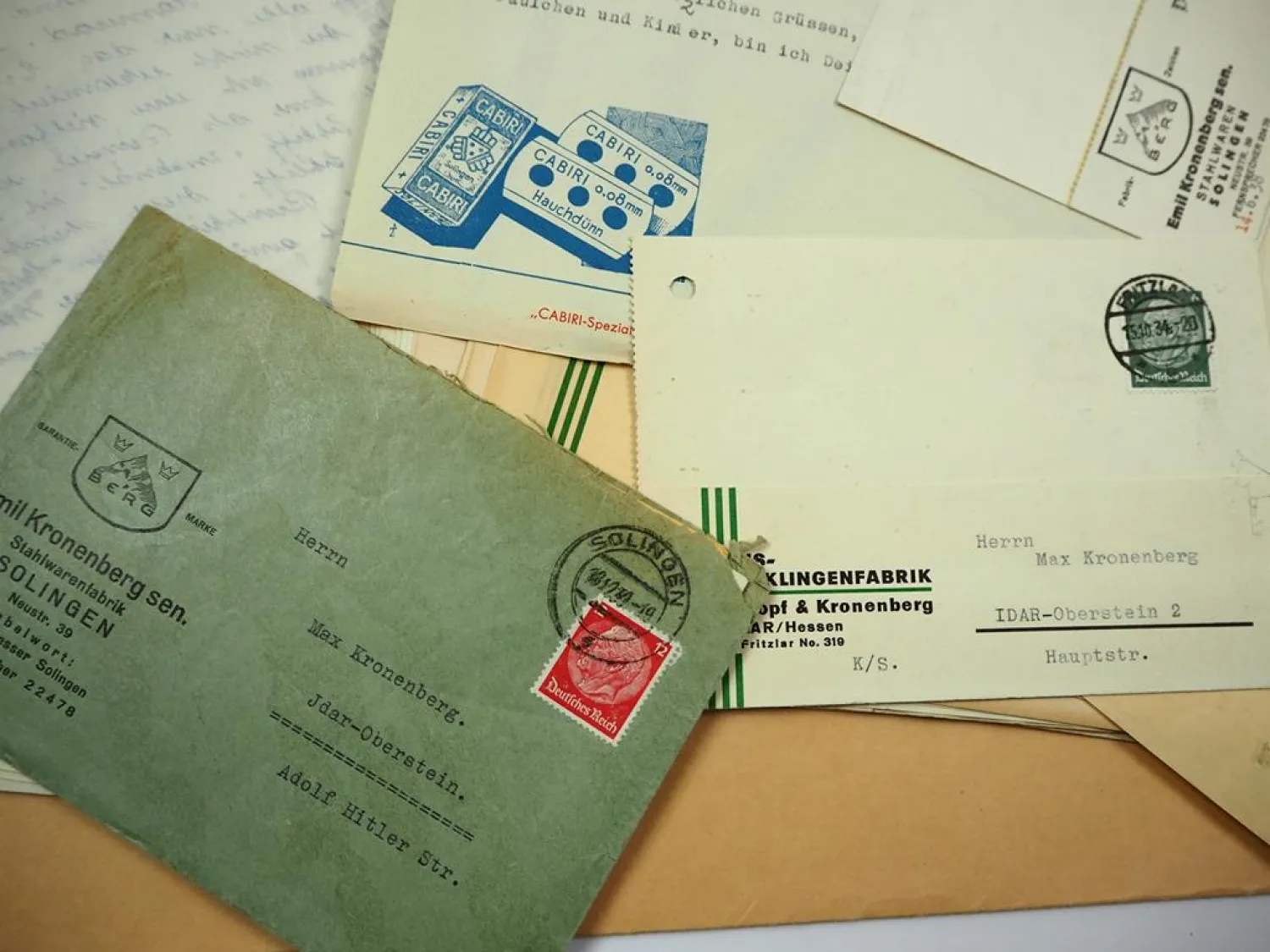 Original Belege Briefwechsel Firma Emil Kronenberg Stahlwaren Solingen 1920/30er