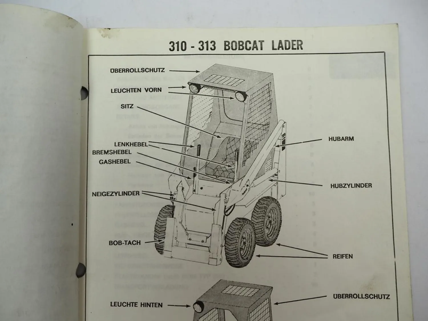 Original Bobcat 310 313 Lader Betriebsanleitung Bedienung Wartung
