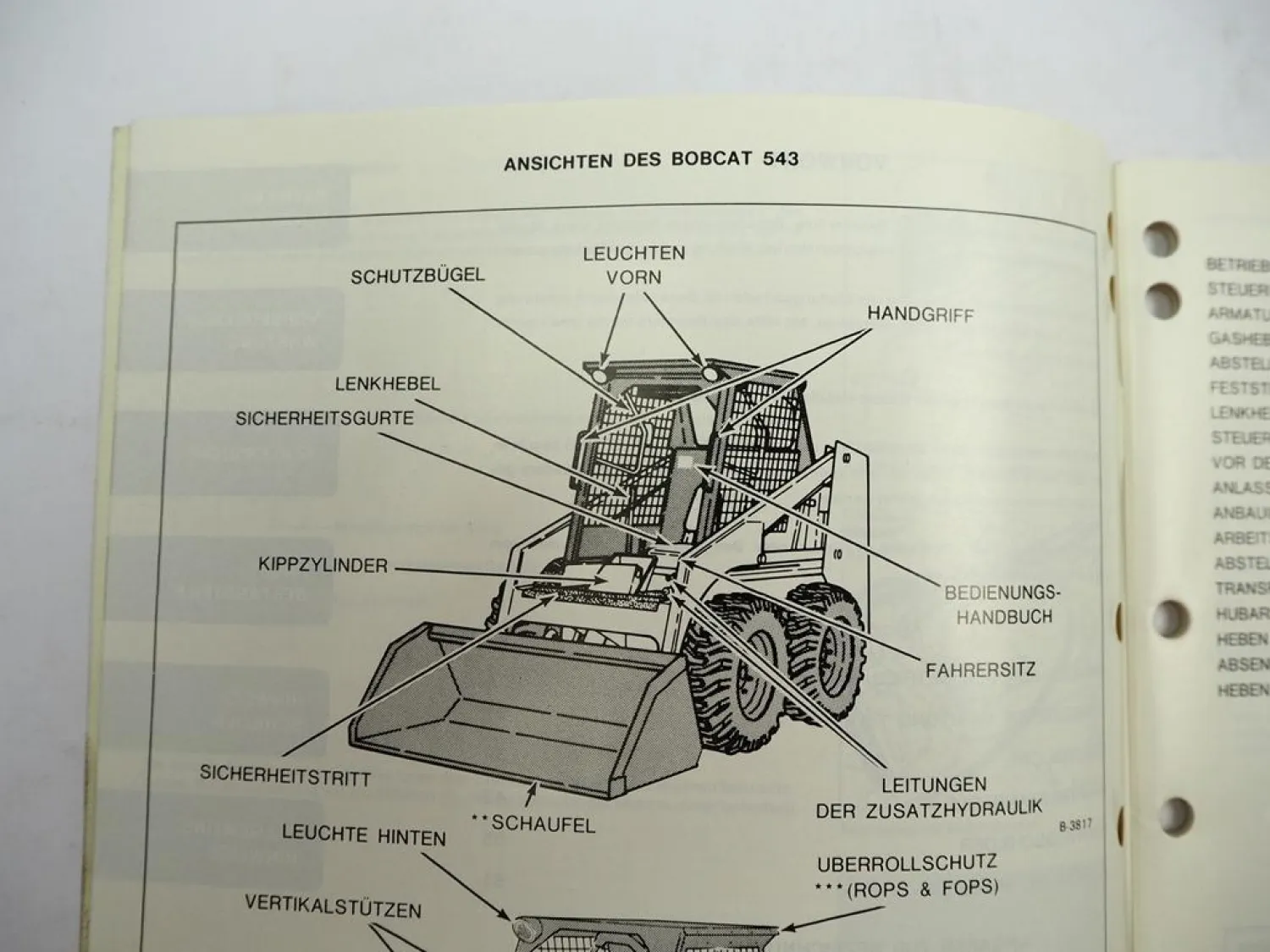 Original Bobcat 543 Radlader Betriebsanleitung Bedienung Wartung 1983