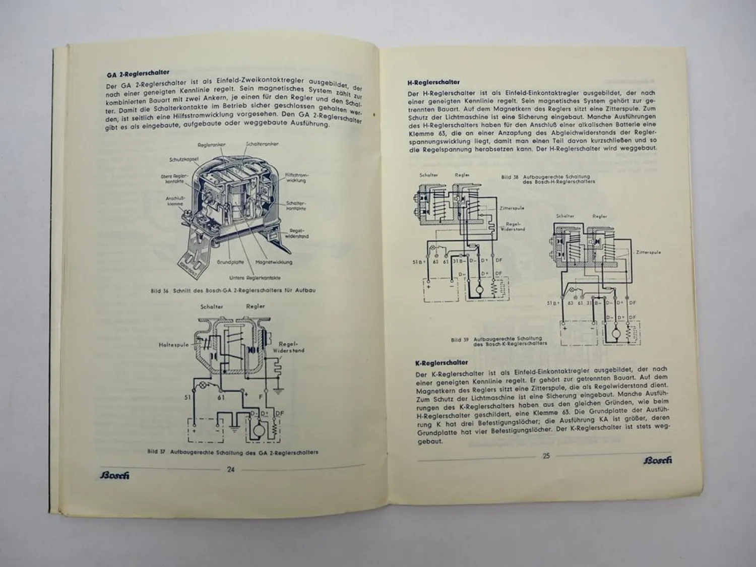Original Bosch Handbuch Lichtmaschinen Regelschalter PKW LKW 1956