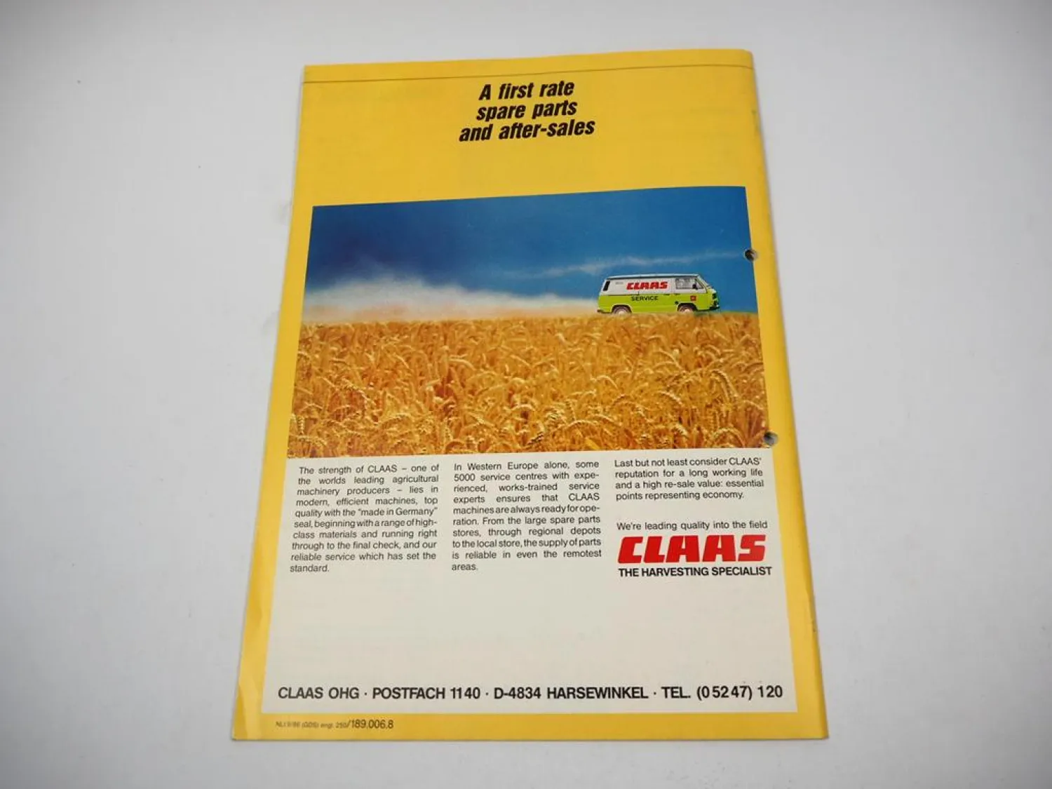 Original brochure Claas Dominator 78 S 88 98 S/SL 108 SL combine harvester 1986