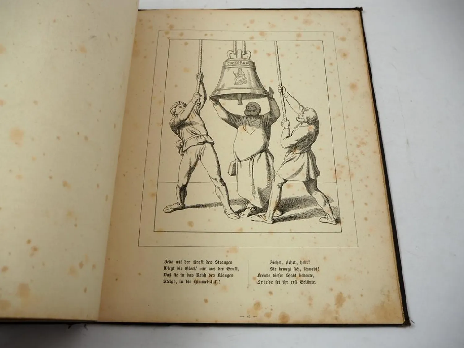 Original Buch mit 40 Holzschnitten Schillers Lied von der Glocke 1855 Reher