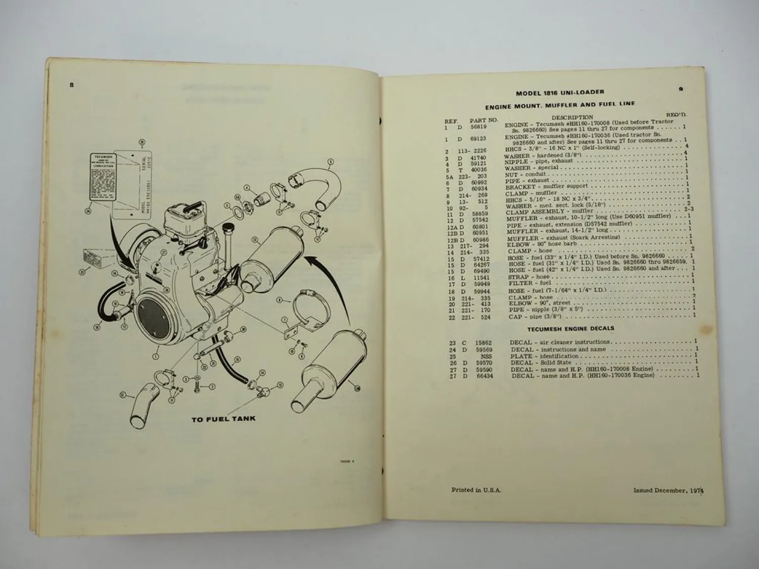 Original Case 1816 Uni-Lader Betriebsanleitung Ersatzteilliste ca. 1975