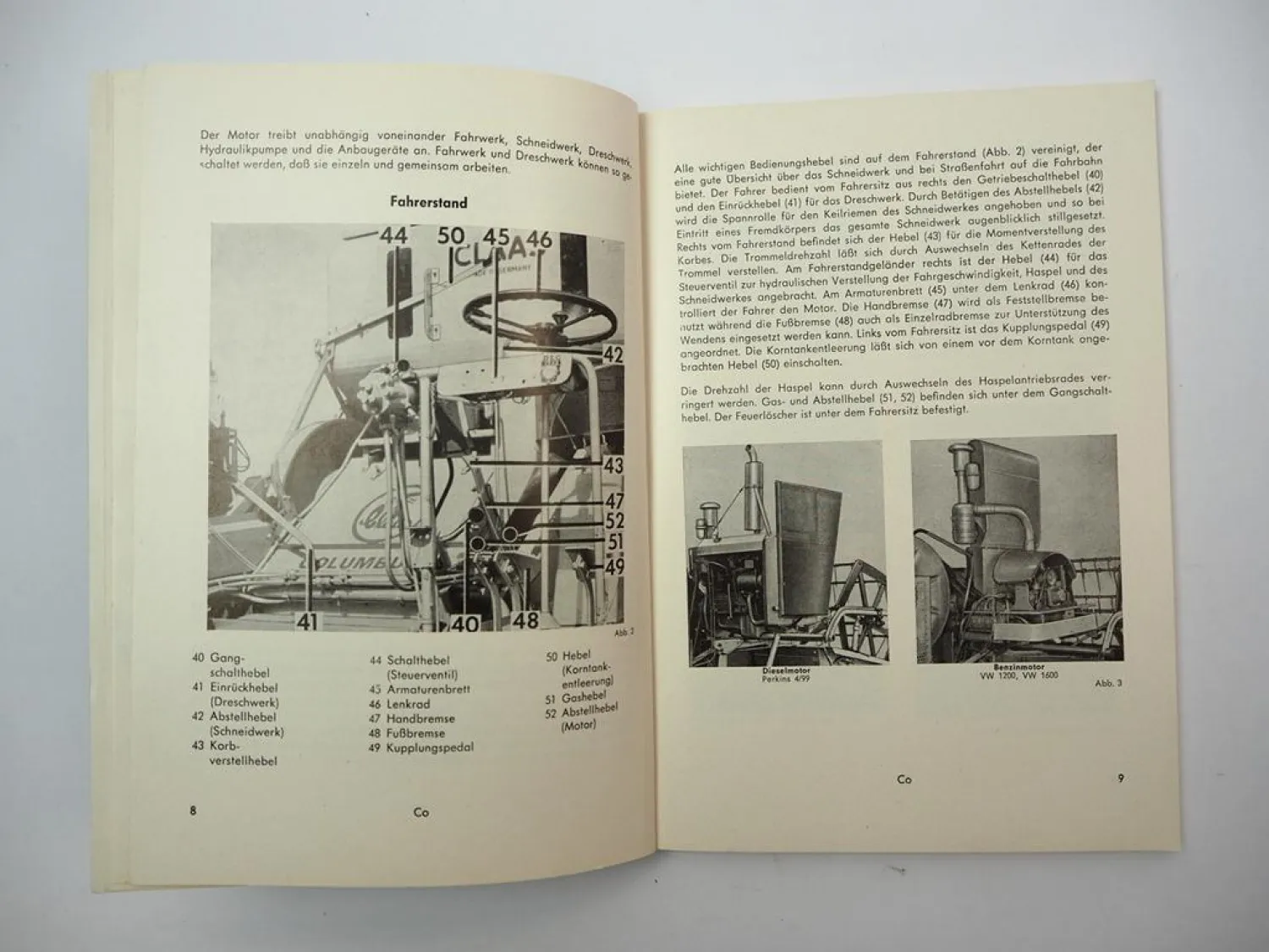 Original Claas Columbus Mähdrescher Betriebsanleitung Bedienung Wartung 1965