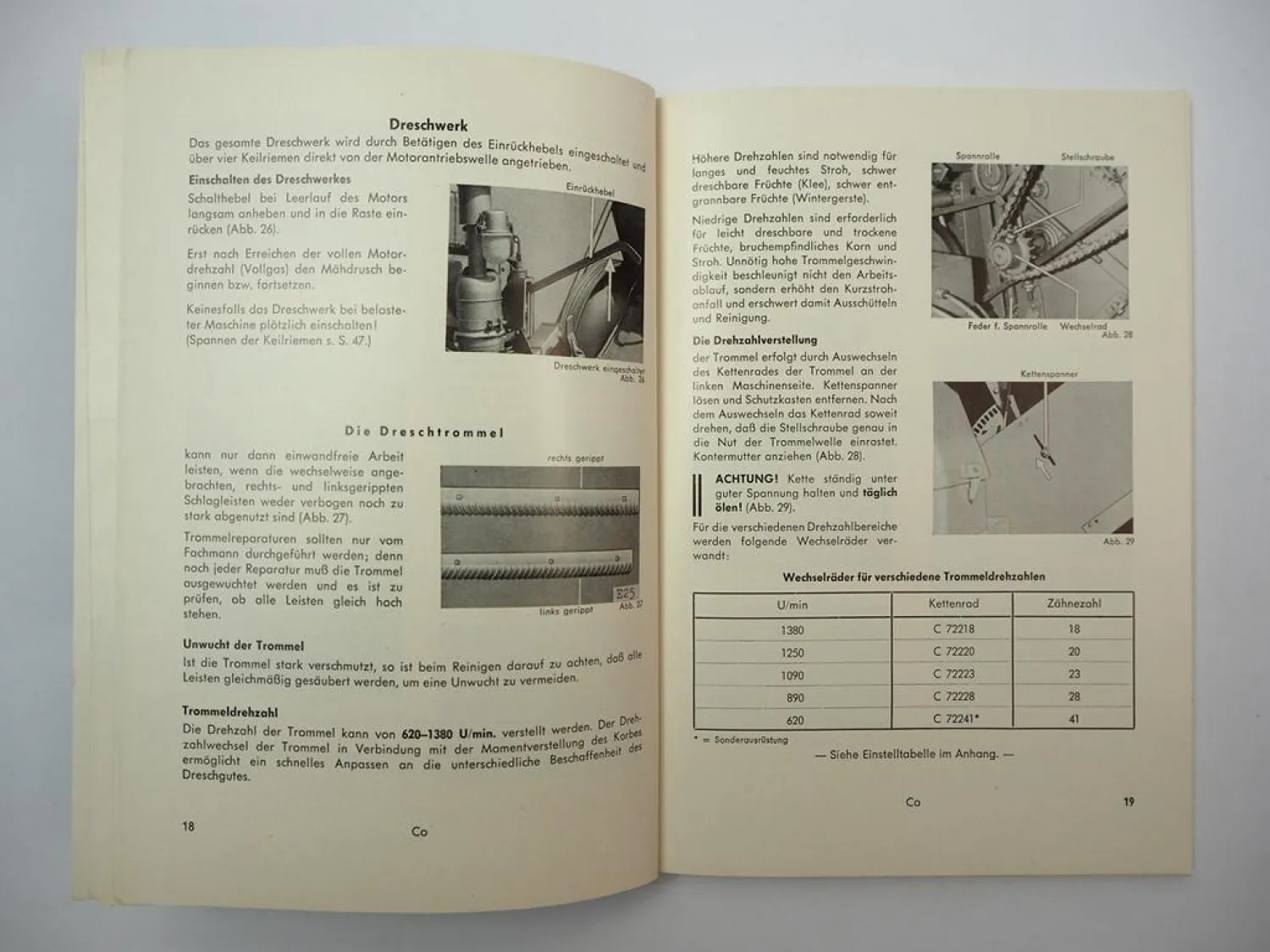 Original Claas Columbus Mähdrescher Betriebsanleitung Bedienung Wartung 1965
