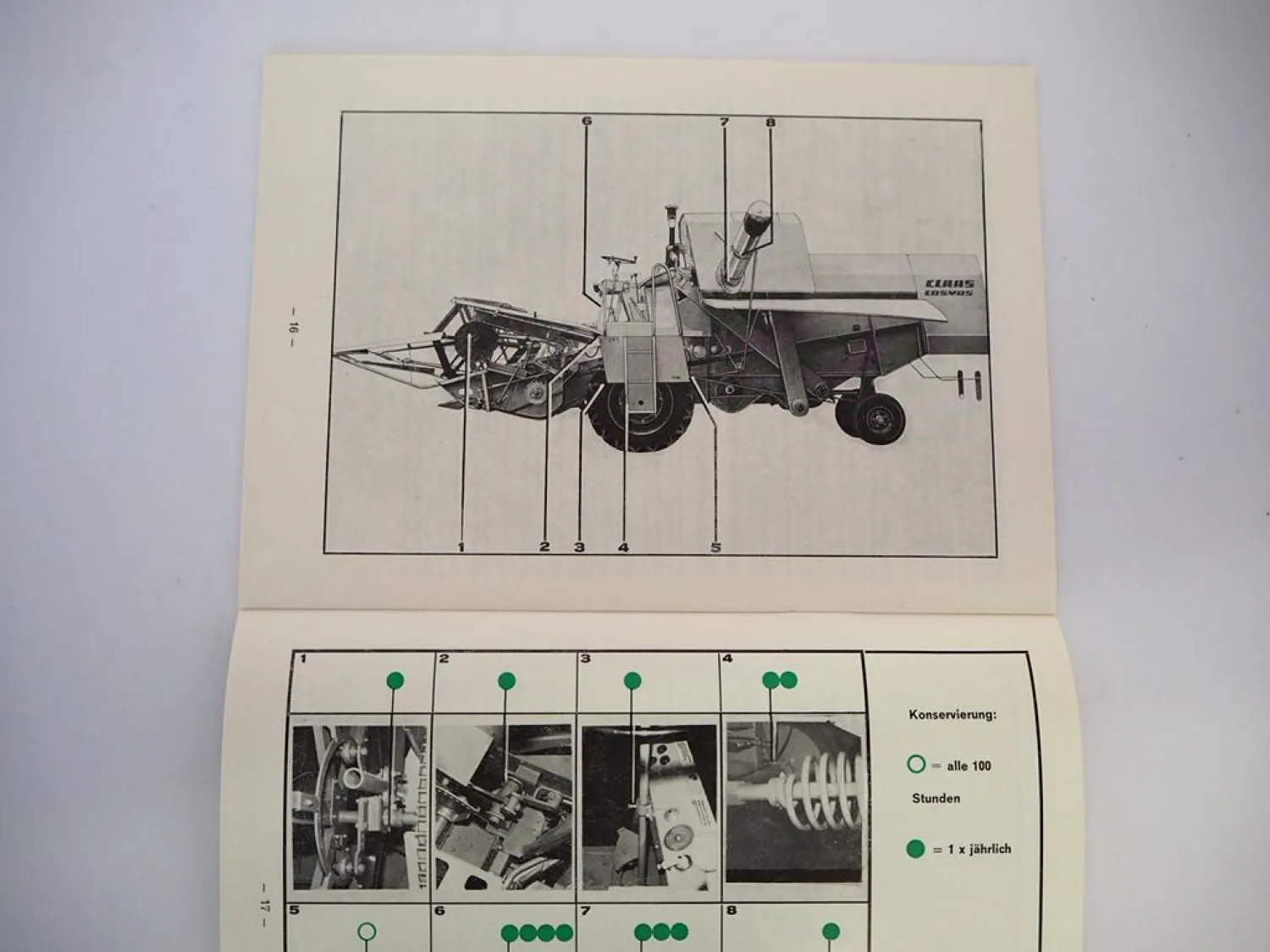 Original Claas Cosmos Mähdrescher Betriebsanleitung Bedienung Wartung 1968